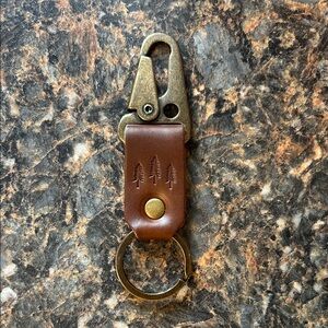 Portland Leather Goods Brown Leather Keychain with Brass Clip